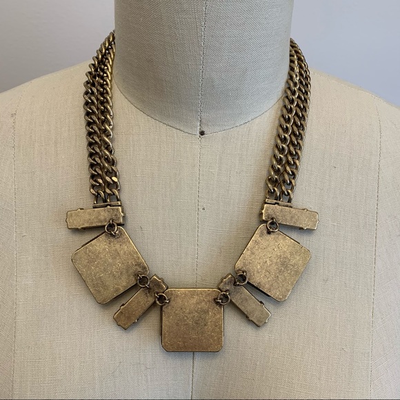 J Crew Black & Gold Rhinestone Statement Necklace - Picture 7 of 8